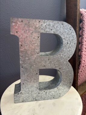 Galvanized Metal Letter B Décor - Industrial Accent